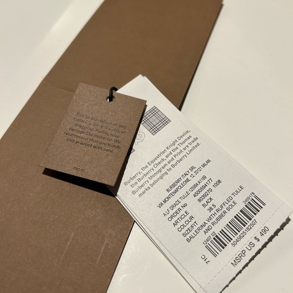 NWB RARE Auth BURBERRY "Grace" Ballerina Ruffled Tulle Mesh EUR38.5 - Picture 7 of 7